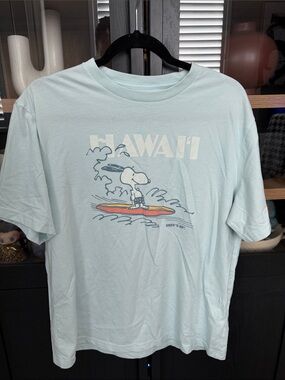 American Eagle Outfitters Light Blue Snoopy Hawaii Surf Graphic Tee